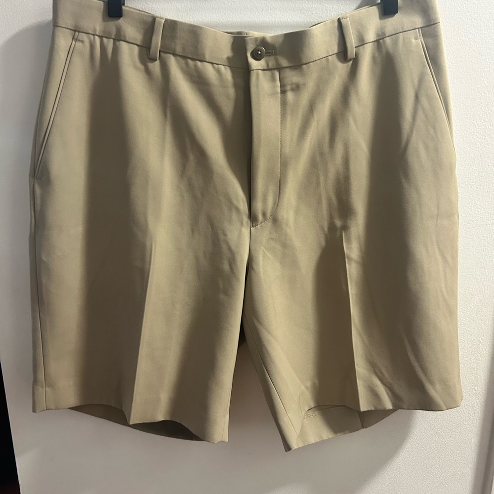 Alan Flusser golf Shorts Mens 38 Tan‎ Golf Flat Front Lightweight Outdoors Khaki